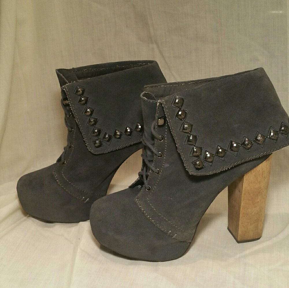 Suede Grey Platform Booties